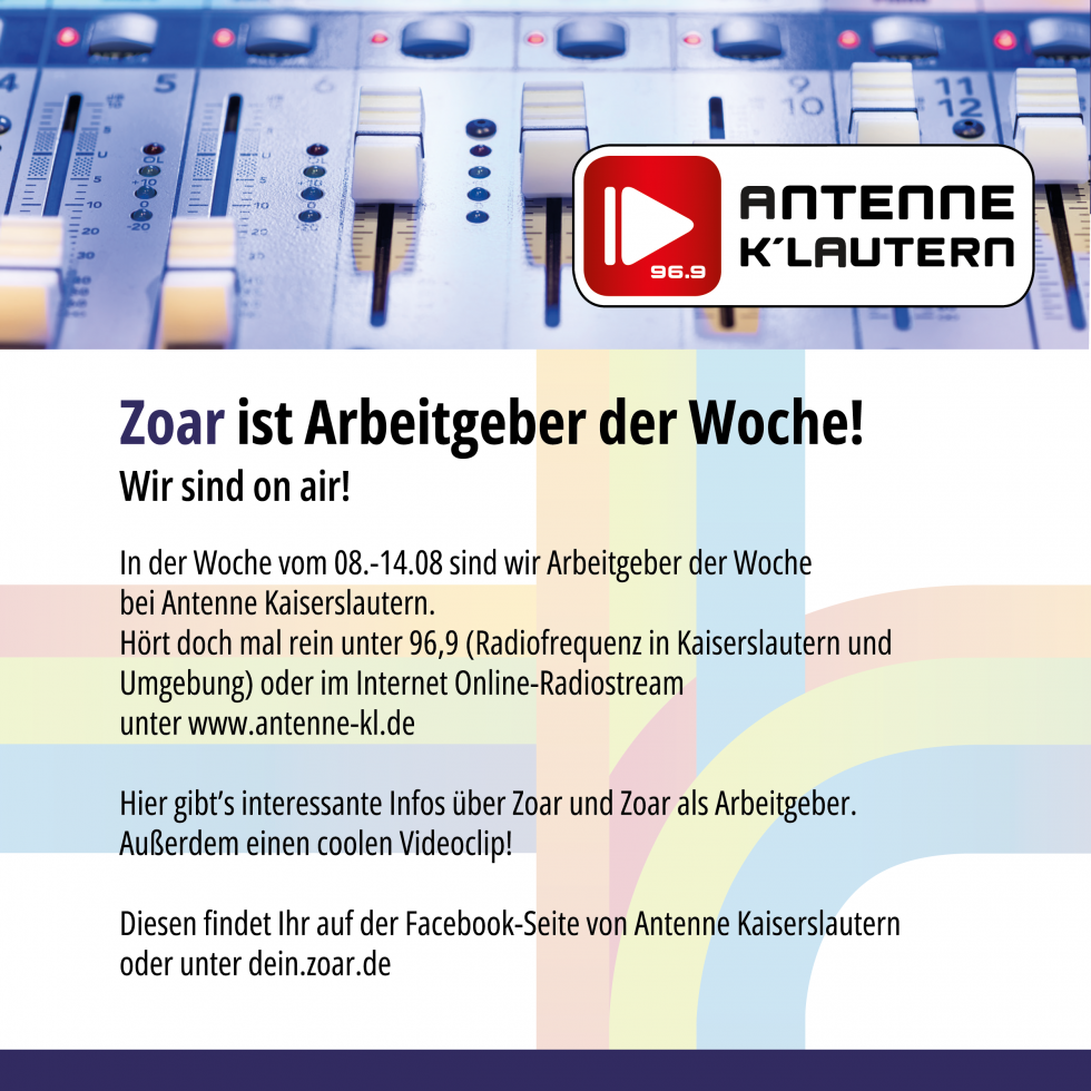 Wir sind Arbeitgeber der Woche bei Antenne Kaiserslautern